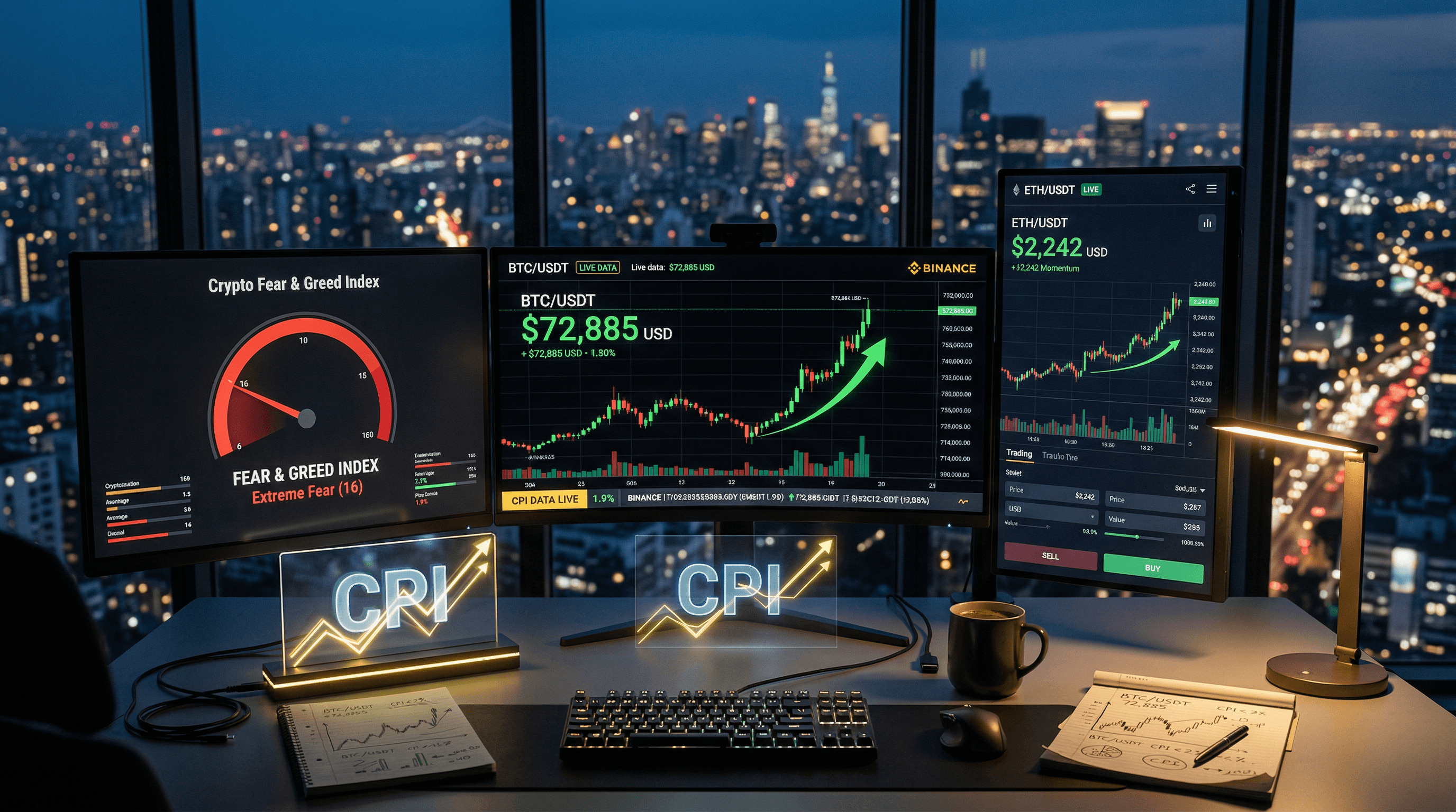 BTC ETH Prices Rally to $72K, $2.2K Pre-CPI