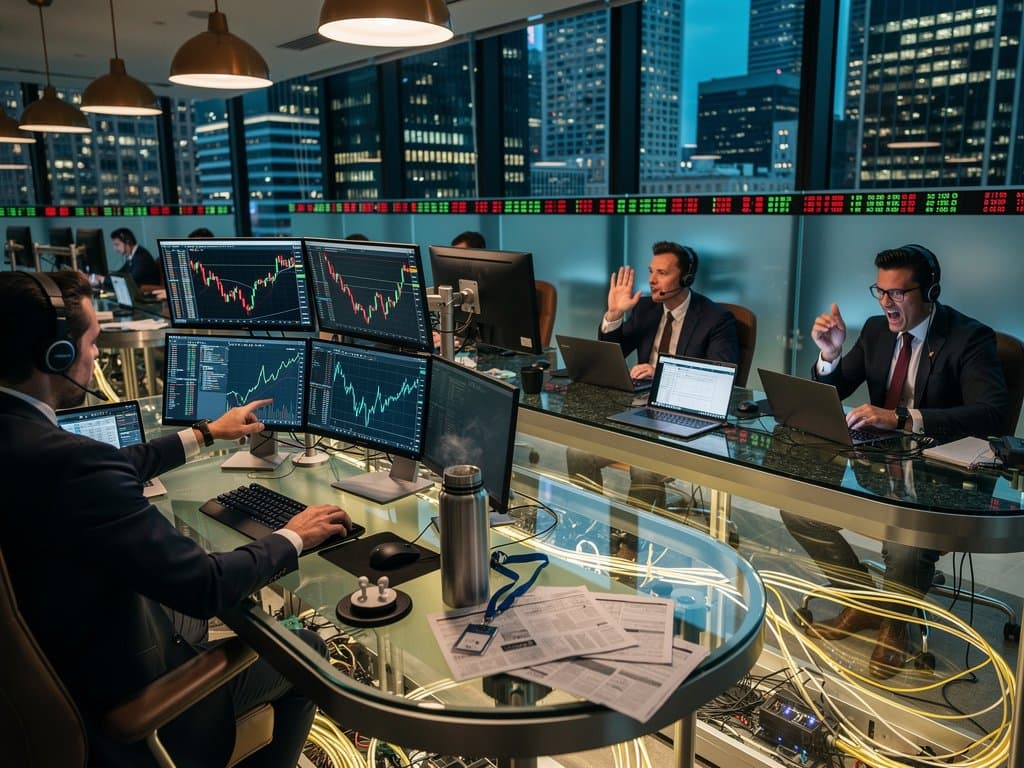 Traders monitor BTC charts and dollar index on multi-screen setups amid liquidity warnings