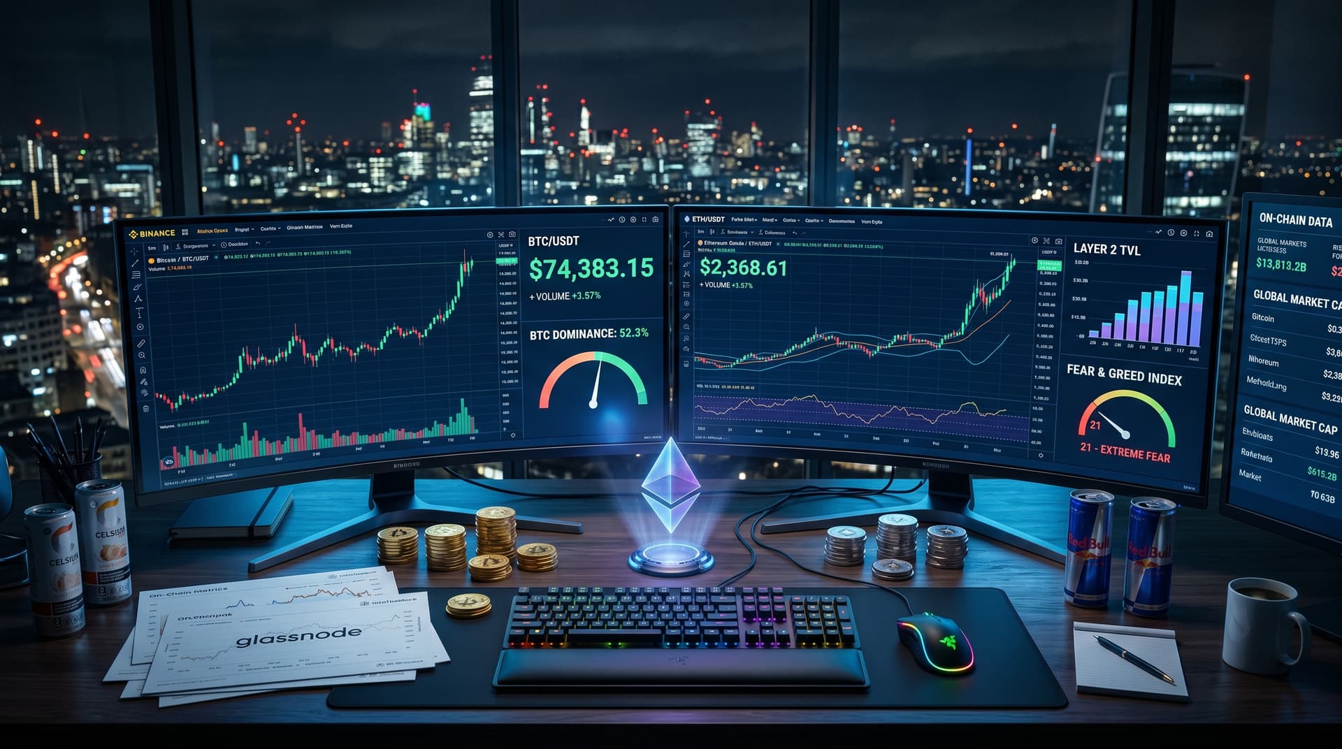 Bitcoin vs Ethereum: ETH +8.0% Outpaces BTC +5.1% Amid Fear & Greed at 21
