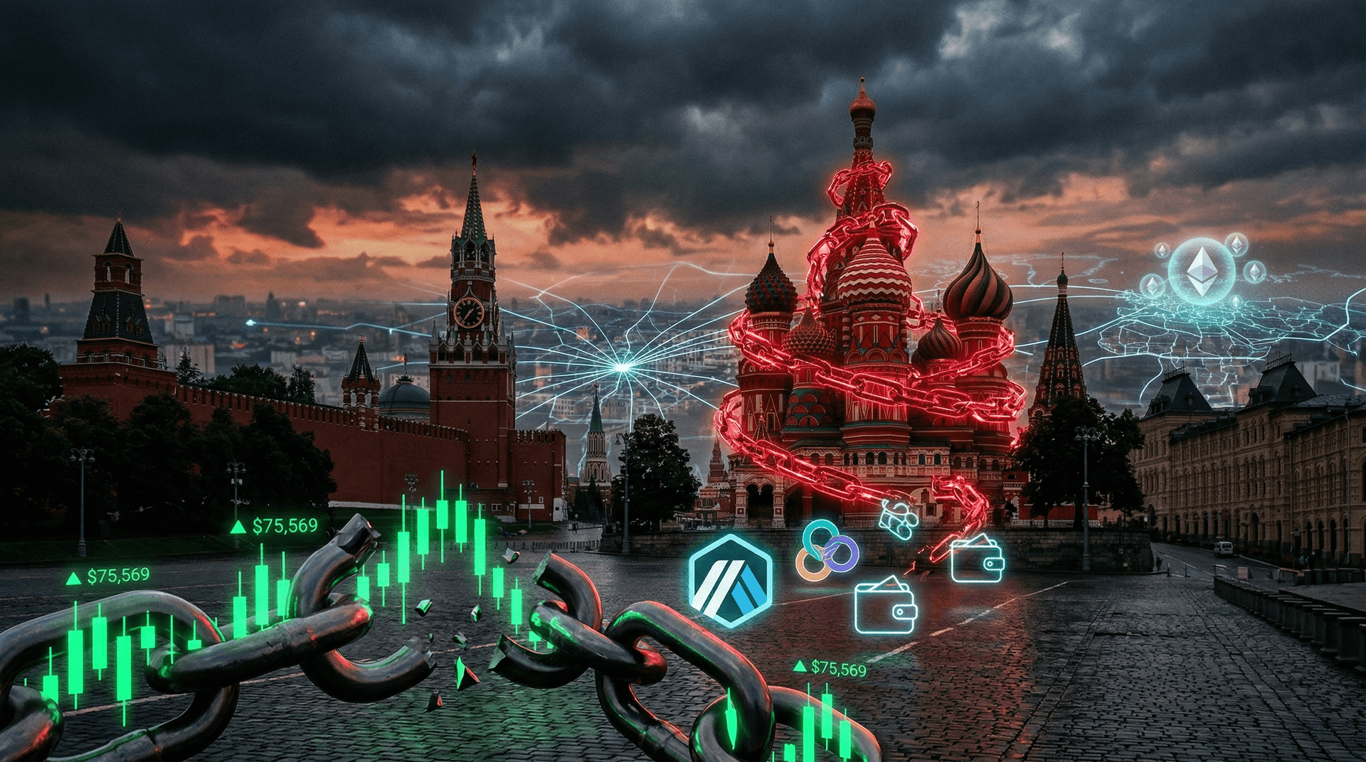 Russia Crypto Penalties Hit RUB 200M as BTC Surges to $75,569