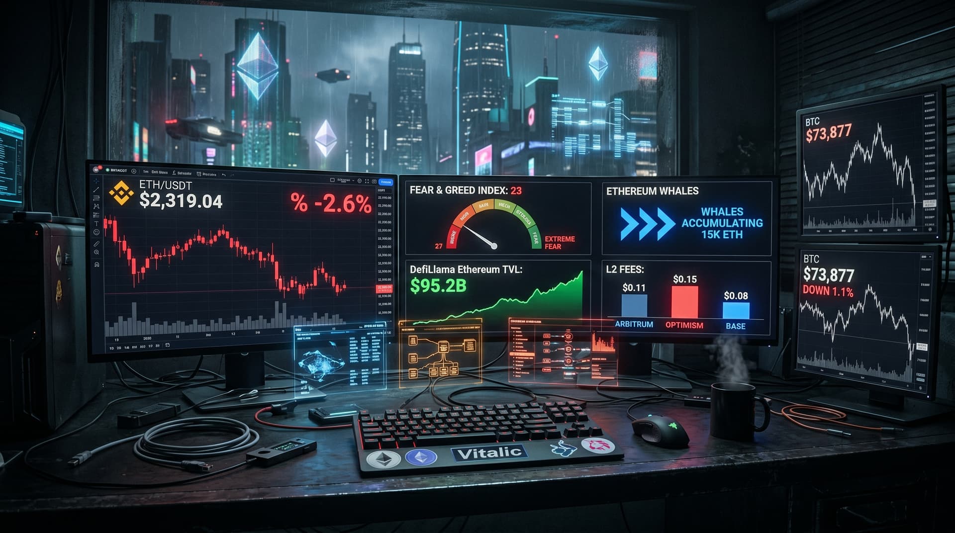 Ethereum Price Falls 2.6% to $2,319.04 on Binance ETH/USDT