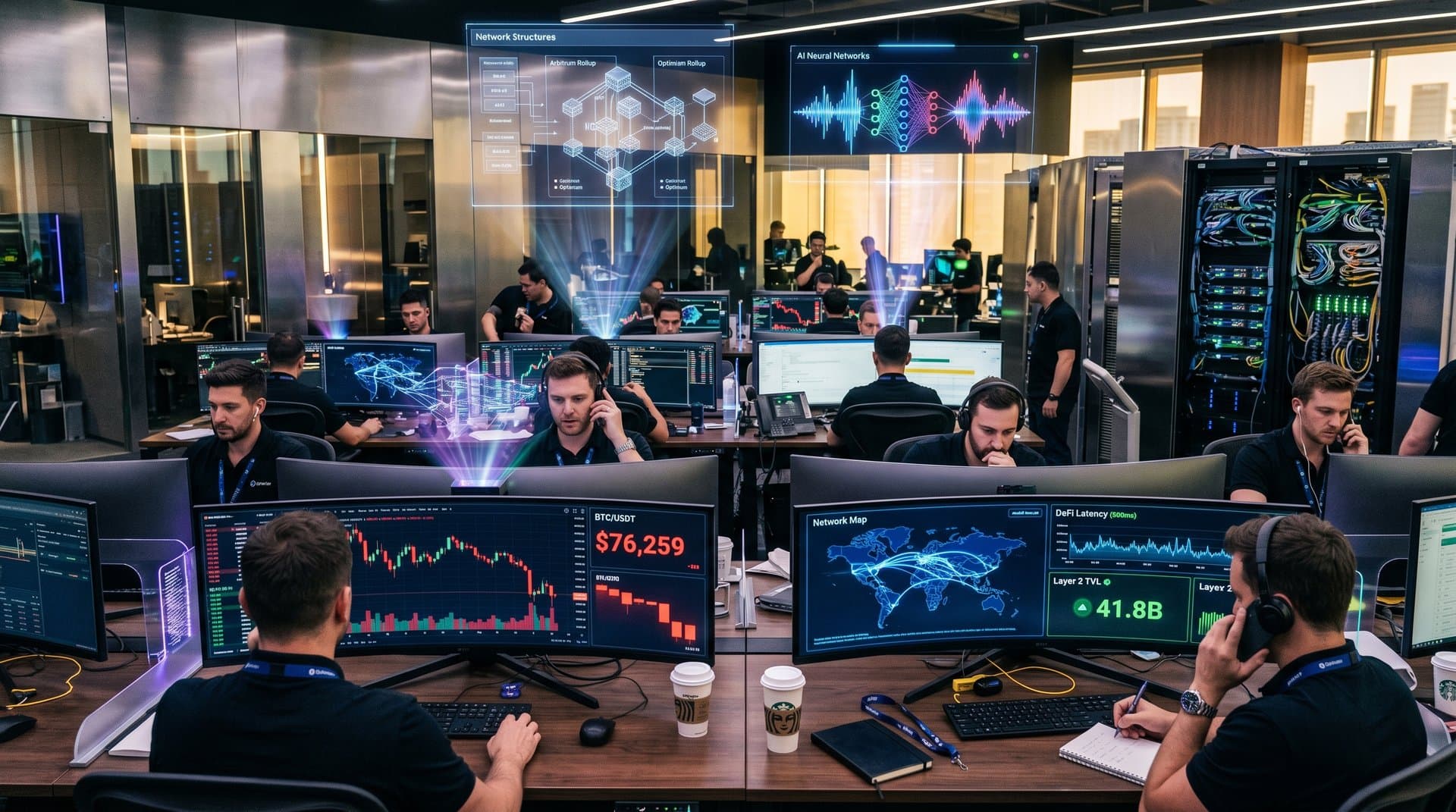 Abstract trading screens with BTC charts and Shinkansen routes illustrating low-latency DeFi protocols