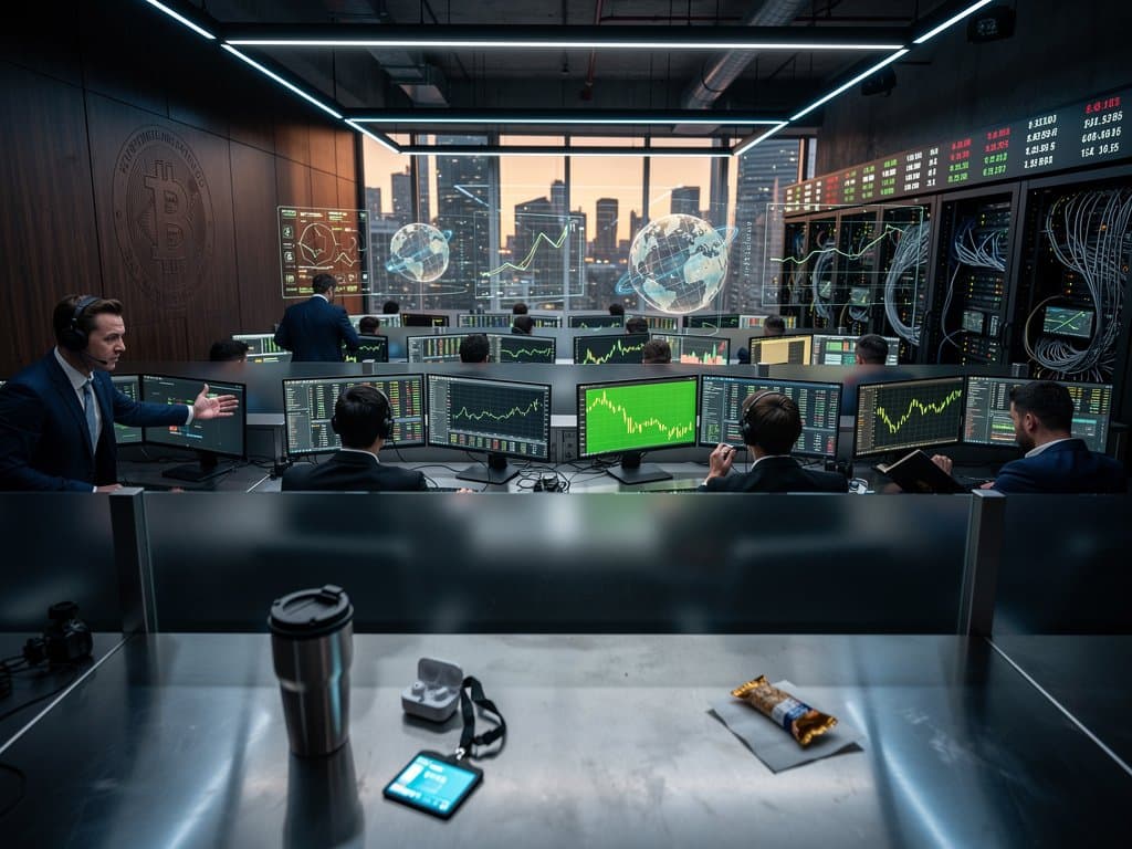 Traders monitor BTC $76,140 charts and WBT $55.17 stock on terminals amid active trading floor